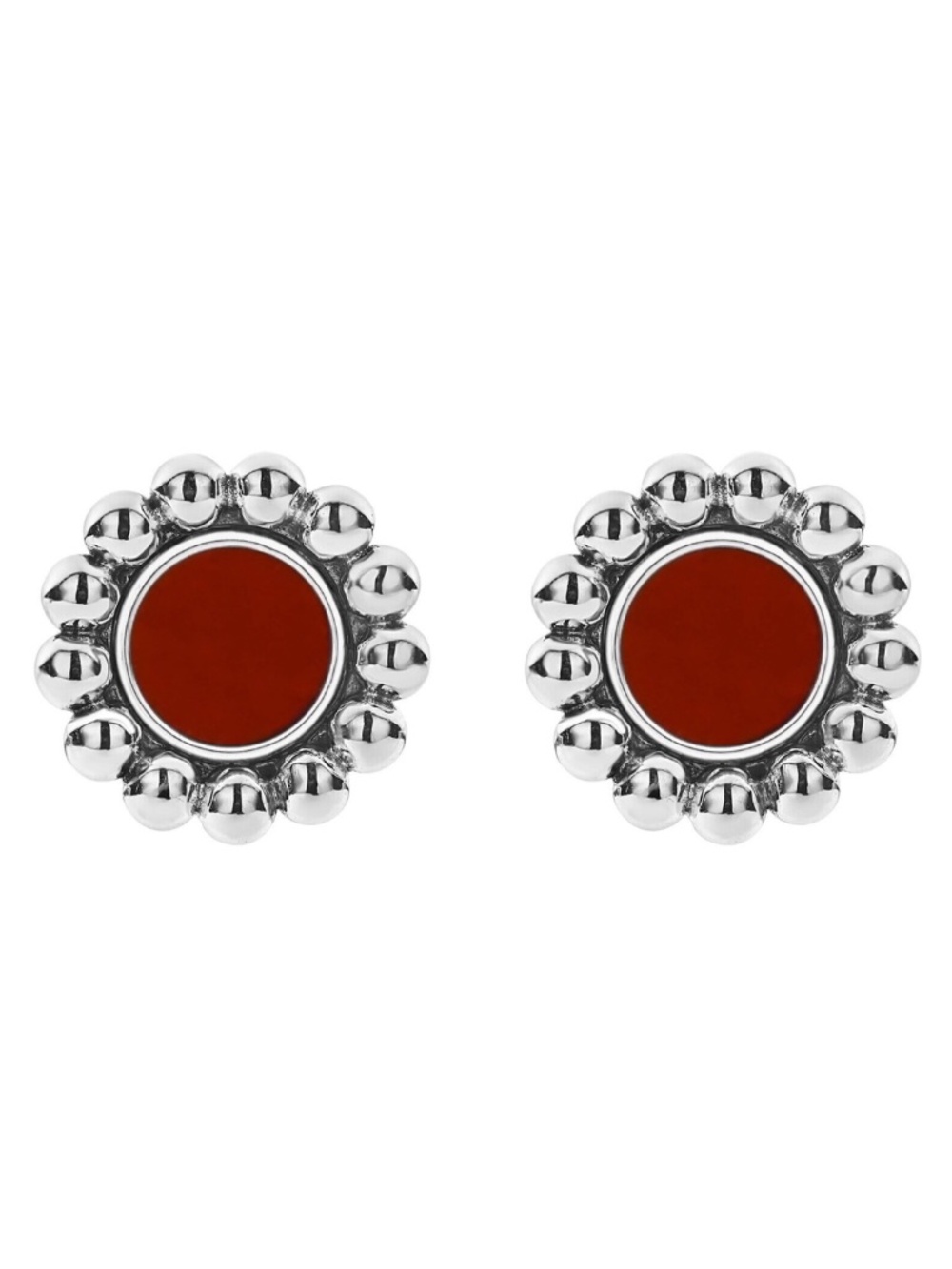 LAGOS Maya Red Jasper Circle Stud Earrings in Sterling Silver